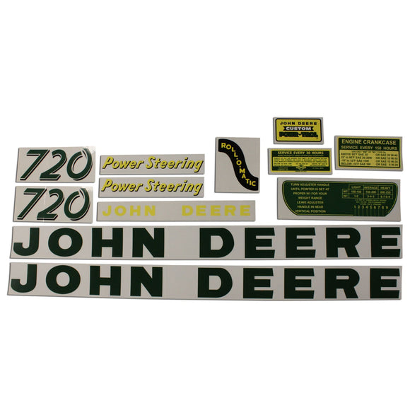 JD 720 Gas: Mylar Decal Set - Bubs Tractor Parts