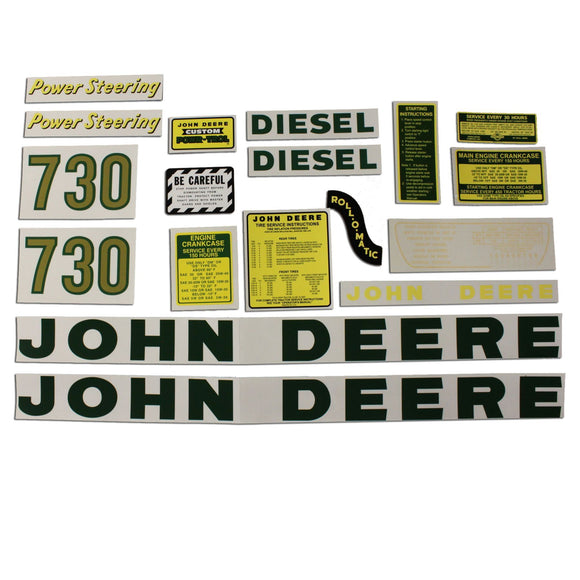 JD 730 Diesel: Mylar Decal Set - Bubs Tractor Parts