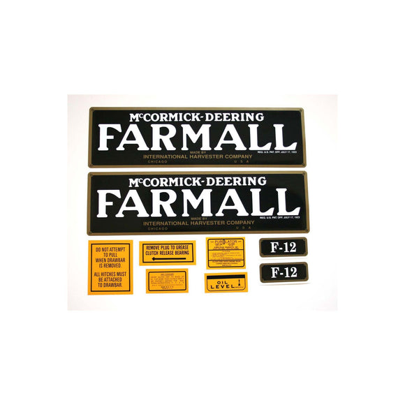 Farmall F-12: Mylar Decal Set - Bubs Tractor Parts