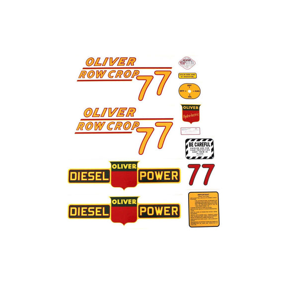 Oliver 77 Rowcrop Diesel: Mylar Decal Set - Bubs Tractor Parts