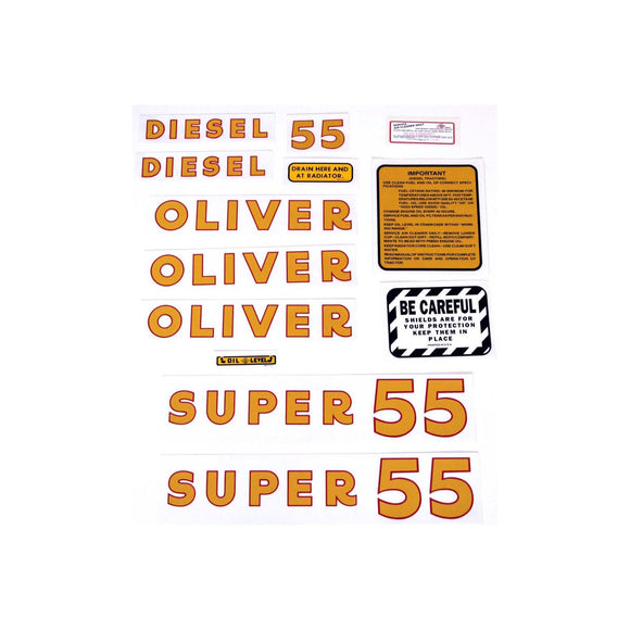 Oliver Super 55 Diesel: Mylar Decal Set - Bubs Tractor Parts