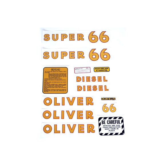 Oliver Super 66 Diesel: Mylar Decal Set - Bubs Tractor Parts