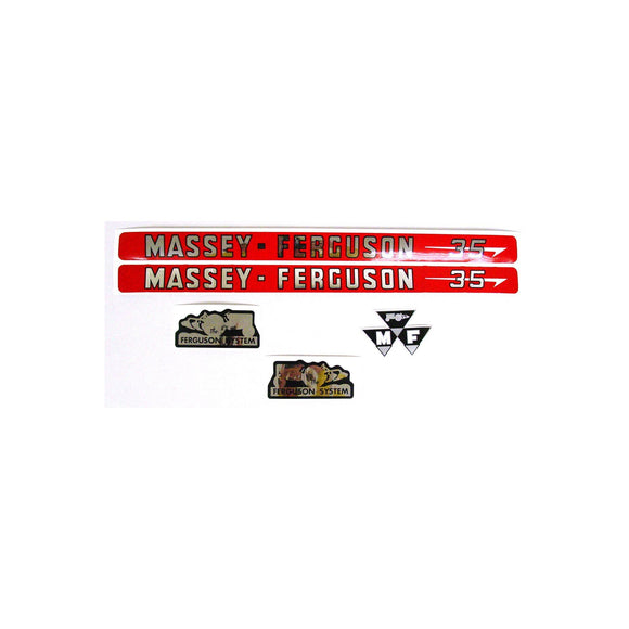MF 35: Mylar Decal Hood Set Only - Bubs Tractor Parts