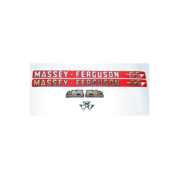 MF 65: Mylar Decal Hood Set Only - Bubs Tractor Parts