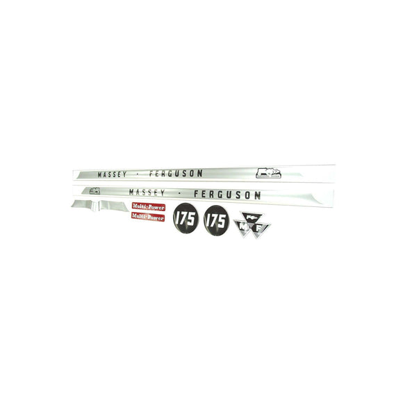 MF 175: Mylar Decal Hood Set Only - Bubs Tractor Parts