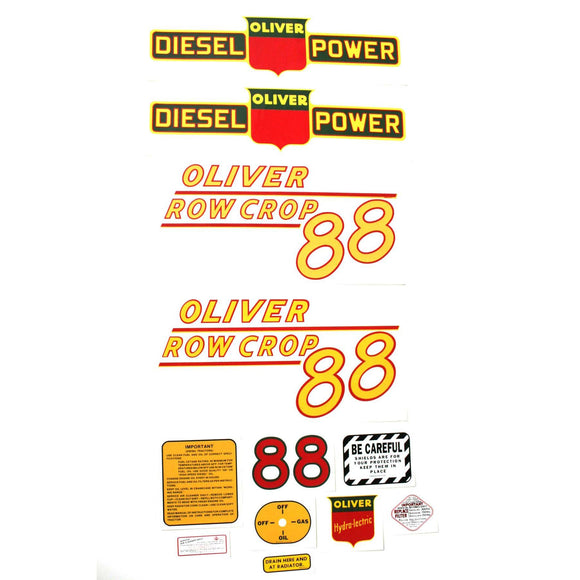 Oliver 88 Rowcrop Diesel: Mylar Decal Set - Bubs Tractor Parts