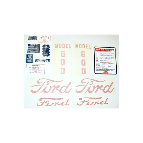 Ford 600 1955 - 1957: 14 piece mylar and vinyl cut Decal Set - Bubs Tractor Parts