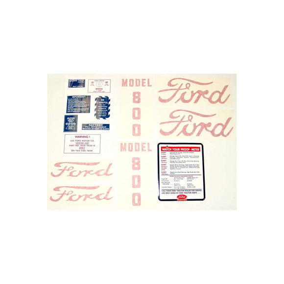 Ford 800 1955 - 1957: 14 piece mylar and vinyl cut Decal Set - Bubs Tractor Parts