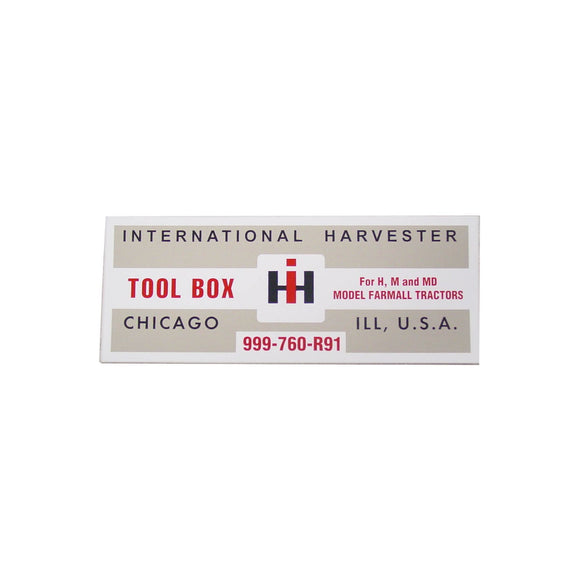 IH H, M: Tool Box Lid Decal - Bubs Tractor Parts