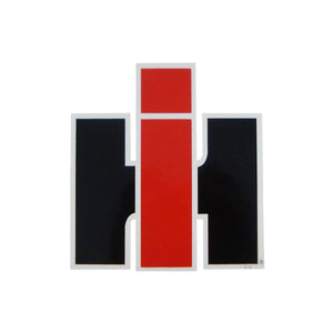 IH Logo Decal, 4-1/2" wide x 4-3/4" tall - Bubs Tractor Parts