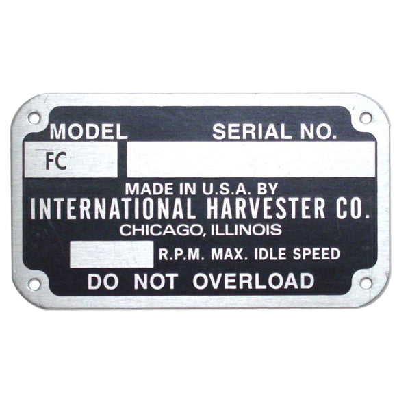 Early Style Serial Number Tag (1948-1949) - Bubs Tractor Parts