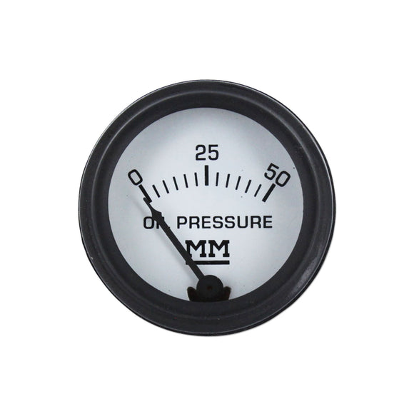 Restoration Quality Oil Pressure Gauge, Black Bezel (0-50 PSI) - Bubs Tractor Parts