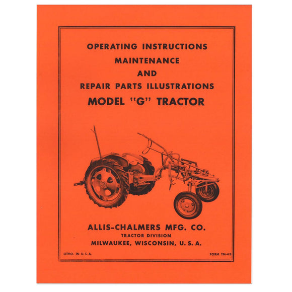 Operators Manual Reprint: AC G - Bubs Tractor Parts