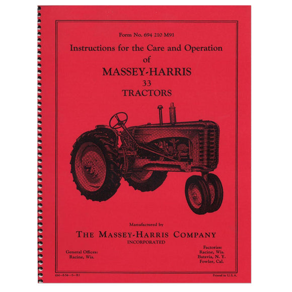 Operators Manual: MH 33 - Bubs Tractor Parts