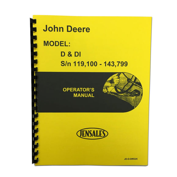 Operator Manual Unstyled JD D - Bubs Tractor Parts