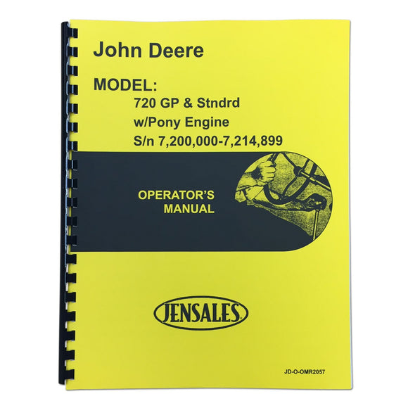 Operators Manual Reprint: JD 720 Diesel Pony Start Early Serial Numbers - Bubs Tractor Parts