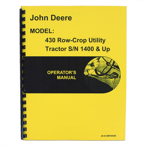 Operators Manual Reprint: JD 430 Row Crop Utility only - Bubs Tractor Parts