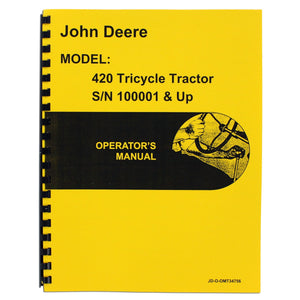 Operators Manual Reprint: JD 420 Tricycle only - Bubs Tractor Parts